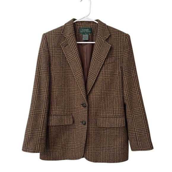 Lauren Ralph Lauren Jackets & Blazers - Lauren Ralph Lauren Houndstooth Blazer Jacket Wool Cashmere & Silk Blend Sz 4